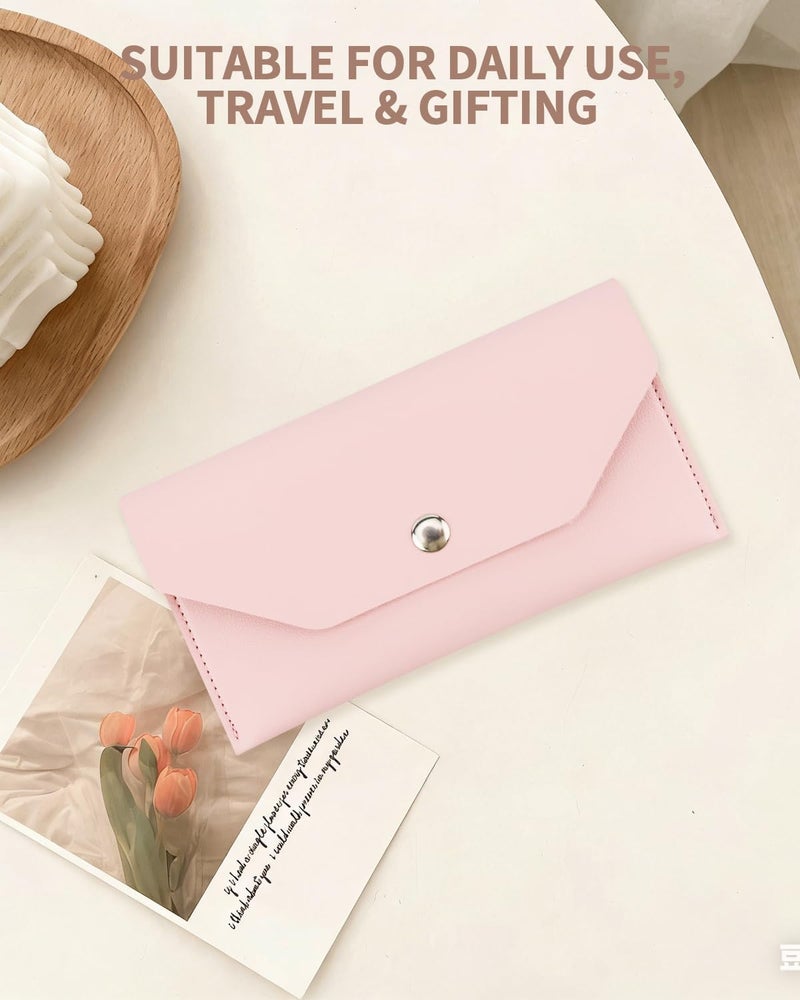 Abvsdu Cash Envelope Wallet, Reusable Envelope Wallet, Men's and Women's Genuine Leather Cash Wallet, Money Envelopes for Cash for Bill Planner（Pink） - Image 5